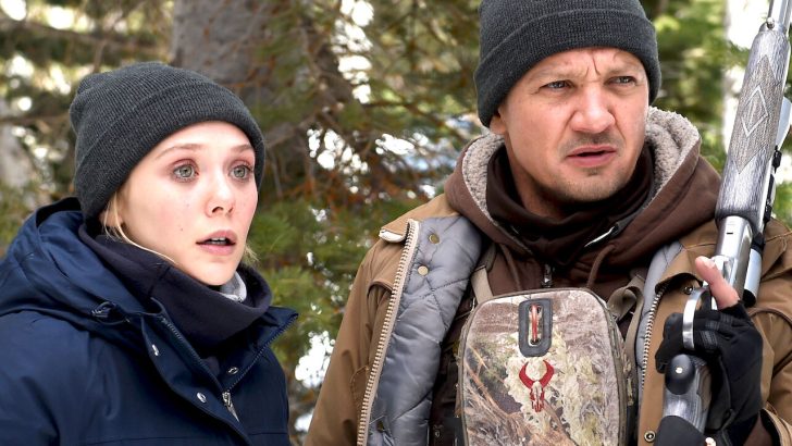 Close up of Elizabeth Olsen as Jane Banner and Jeremy Renner as Cory Lambert in Wind River